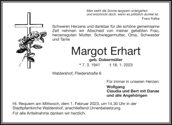 Traueranzeige von Margot Erhart von Frankenpost
