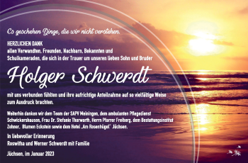 Traueranzeige von Holger Schwerdt von Südthüringer Presse