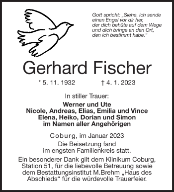 Traueranzeige von Gerhard Fischer von Neue Presse Coburg