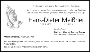 Traueranzeige von Hans-Dieter Meißner von Neue Presse Coburg