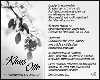 Traueranzeige von Klaus Otto von Südthüringer Presse