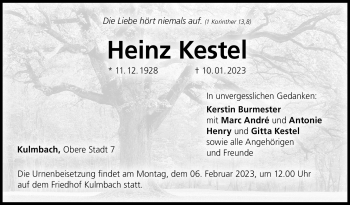 Traueranzeige von Heinz Kestel von Neue Presse Coburg