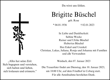 Traueranzeige von Brigitte Büschel von Neue Presse Coburg