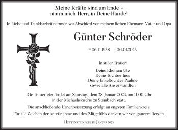 Traueranzeige von Günter Schröder von Südthüringer Presse