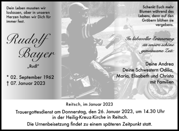 Traueranzeige von Rudolf Bayer von Neue Presse Coburg