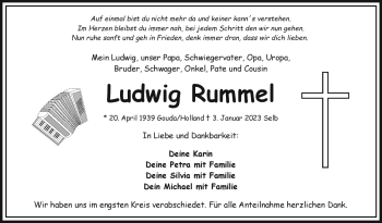 Traueranzeige von Ludwig Rummel von Frankenpost