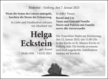 Traueranzeige von Helga Eckstein von Neue Presse Coburg