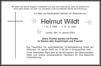 Traueranzeige von Helmut Wildt von Frankenpost