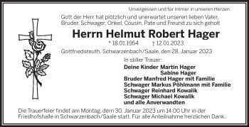 Traueranzeige von Helmut Hager von Frankenpost