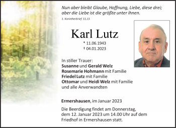 Traueranzeige von Karl Lutz von Neue Presse Coburg