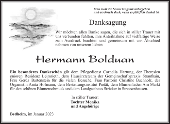 Traueranzeige von Hermann Bolduan von Südthüringer Presse