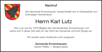 Traueranzeige von Lutz Karl von Neue Presse Coburg