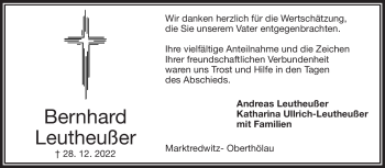 Traueranzeige von Bernd Leutheußer von Frankenpost