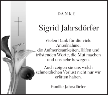 Traueranzeige von Sigrid Jahrsdörfer von Neue Presse Coburg