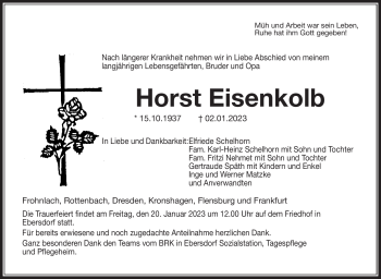Traueranzeige von Horst Eisenkolb von Neue Presse Coburg