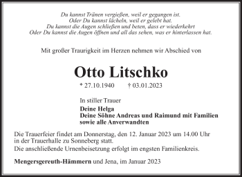 Traueranzeige von Otto Litschko von Südthüringer Presse