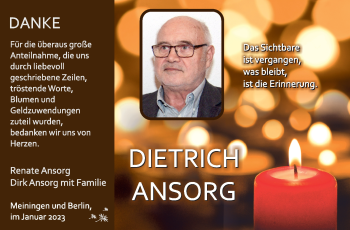Traueranzeige von Dietrich Ansorg von Südthüringer Presse