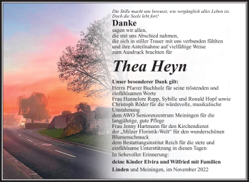 Traueranzeige von Thea Heyn von Südthüringer Presse
