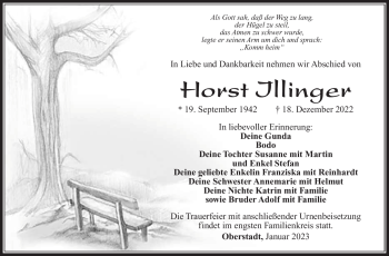 Traueranzeige von Horst Illinger von Südthüringer Presse