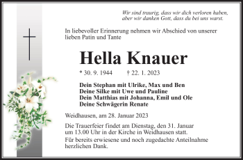 Traueranzeige von Hella Knauer von Neue Presse Coburg
