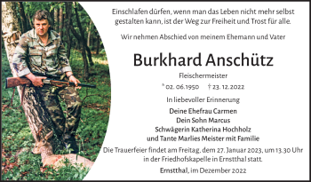 Traueranzeige von Burkhard Anschütz von Südthüringer Presse