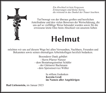 Traueranzeige von Helmut Groß von Südthüringer Presse