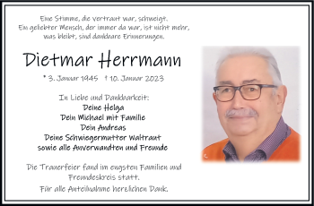 Traueranzeige von Dietmar Herrmann von Frankenpost