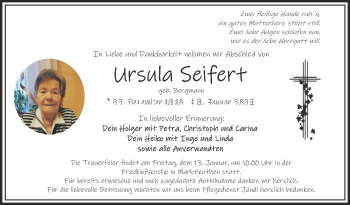 Traueranzeige von Ursula Seifert von Frankenpost