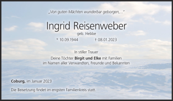 Traueranzeige von Ingrid Reisenweber von Neue Presse Coburg