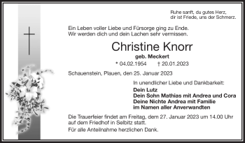 Traueranzeige von Christine Knorr von Frankenpost