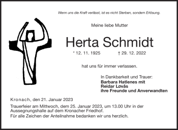 Traueranzeige von Herta Schmidt von Neue Presse Coburg