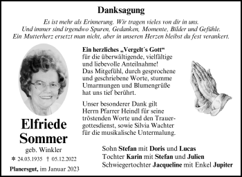Traueranzeige von Elfriede Sommer von Neue Presse Coburg