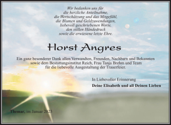 Traueranzeige von Horst Angres von Südthüringer Presse