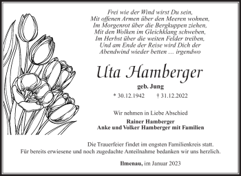 Traueranzeige von Uta Hamberger von Südthüringer Presse