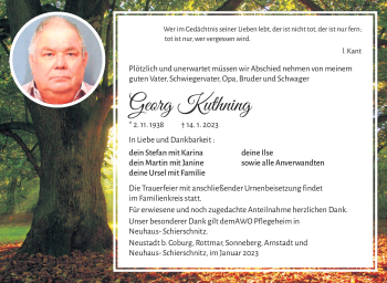Traueranzeige von Georg Kuthning von Südthüringer Presse