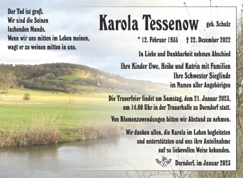 Traueranzeige von Karola Tessenow von Südthüringer Presse
