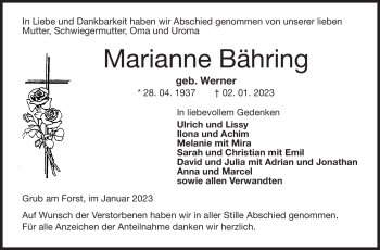 Traueranzeige von Mariann Bahring von Neue Presse Coburg
