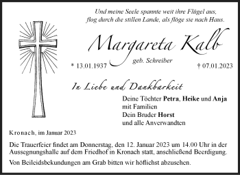 Traueranzeige von Margareta Kalb von Neue Presse Coburg