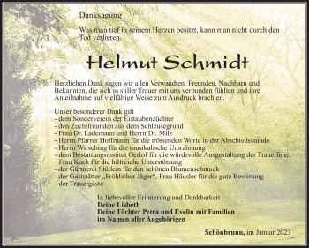 Traueranzeige von Helmut Schmidt von Südthüringer Presse