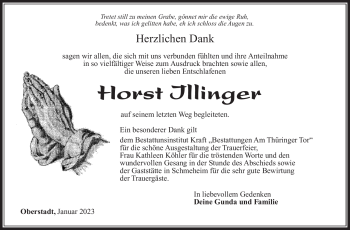 Traueranzeige von Horst Illinger von Südthüringer Presse