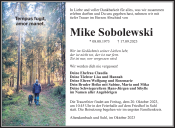 Traueranzeige von Mike Sobolewski von Südthüringer Presse