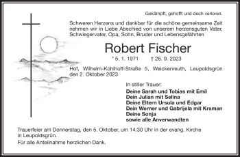 Traueranzeige von Robert Fischer von Frankenpost