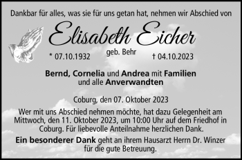 Traueranzeige von Elisabeth Eichers von Neue Presse Coburg
