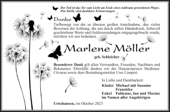 Traueranzeige von Marlene Möller von Südthüringer Presse