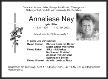 Traueranzeige von Anneliese Ney von Frankenpost