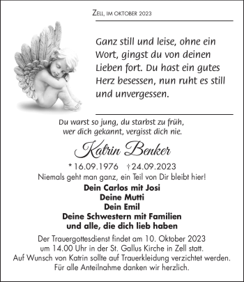 Traueranzeige von Katrin Benkel von Frankenpost