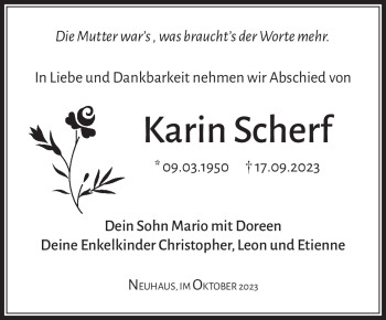 Traueranzeige von Karin Scherf von Südthüringer Presse