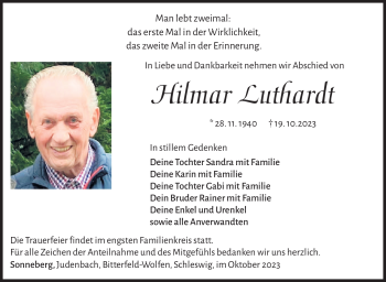 Traueranzeige von Hilmar Luthardt von Südthüringer Presse