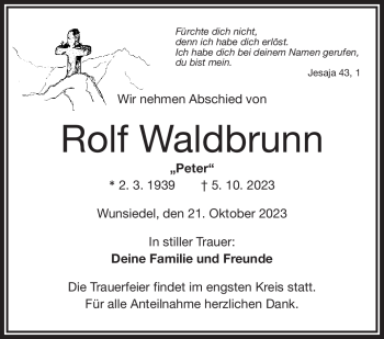 Traueranzeige von Rolf Waldbrunn von Frankenpost