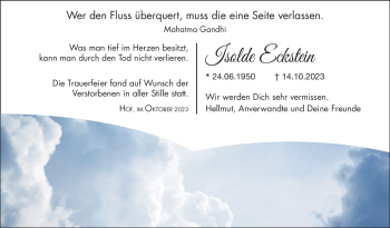 Traueranzeige von Isolde Eckstein von Frankenpost